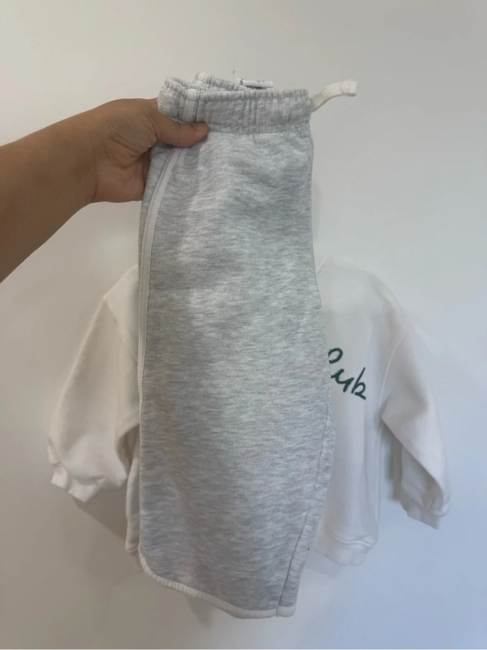 Zara White & Heather Gray Kids Matching Sweatshirt Set